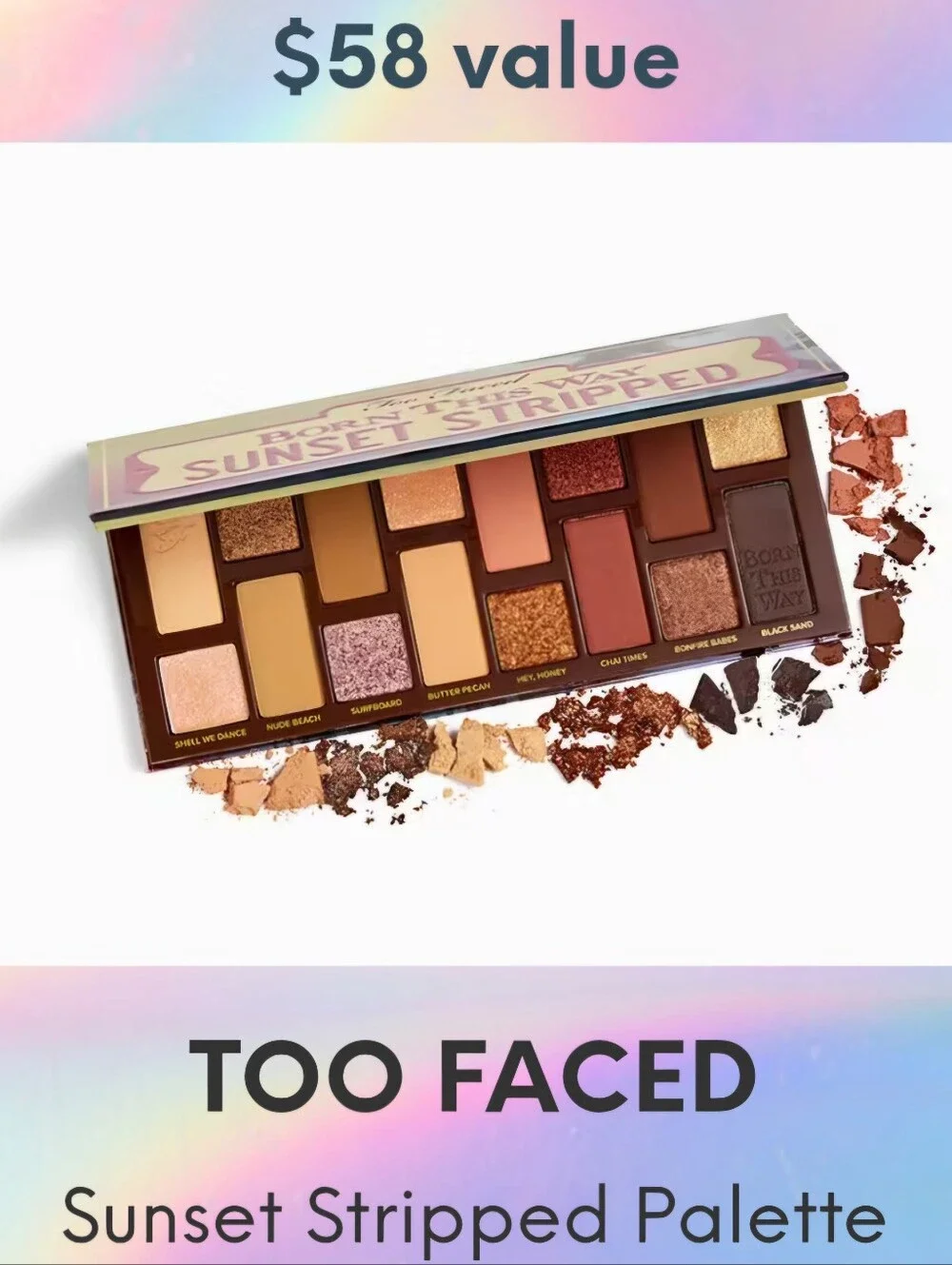 TOO FACED Born This Way Sunset Stripped Eyeshadow Palette NEW MSRP $58